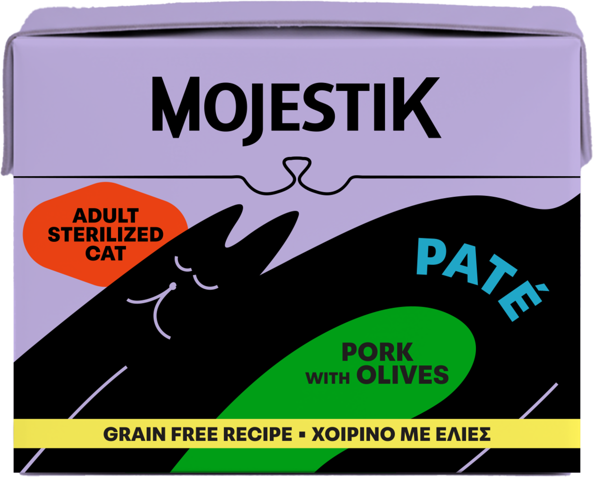 mojestik - υγρή τροφή για γάτες - ΧΟΙΡΙΝΟ ΜΕ ΕΛΙΕΣ